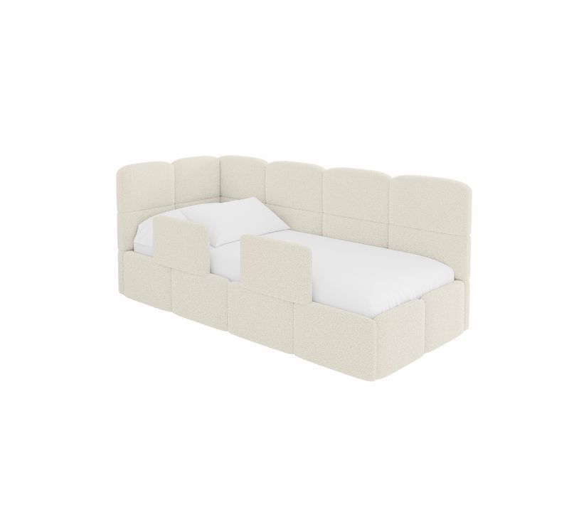 Lit Adolescent Droit Avec Rangement Kivy 100x200cm Beige En Bouclé