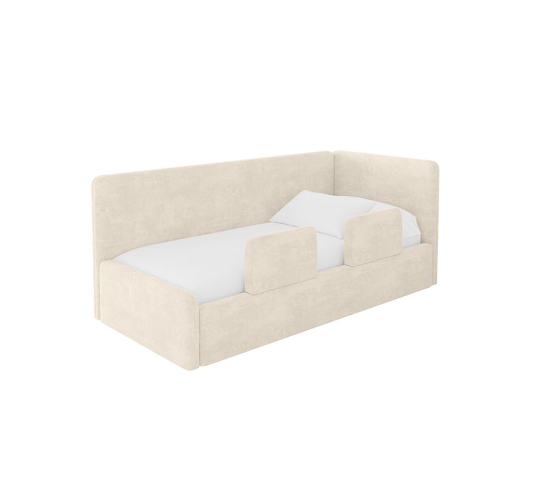 Lit Adolescent Gauche Avec Rangement Nory 80x200cm Champagne En Velours