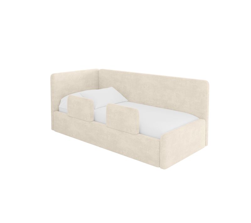 Lit Adolescent Droit Avec Rangement Nory 100x200cm Champagne En Velours