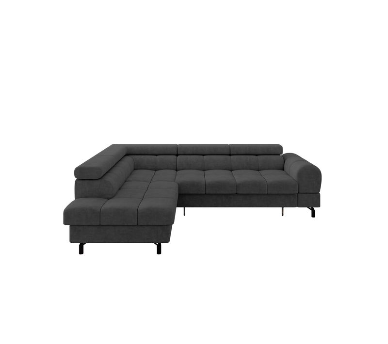 Canapé D'angle Gauche Convertible Luma-l 272x203x70cm Gris Foncé Velours