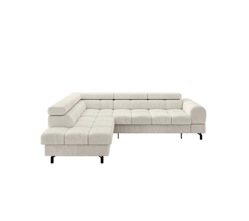 Canapé D'angle Gauche Convertible Luma-l 272x203x70cm Crème Velours Côtelé