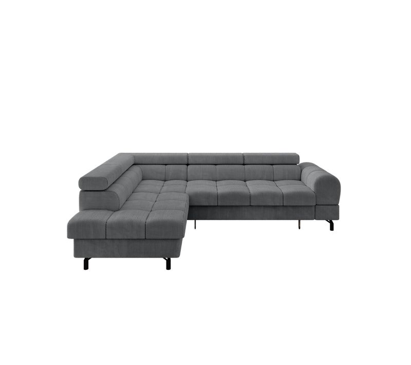 Canapé D'angle Gauche Convertible Luma-l 272x203x70cm Gris Foncé Velours Côtelé