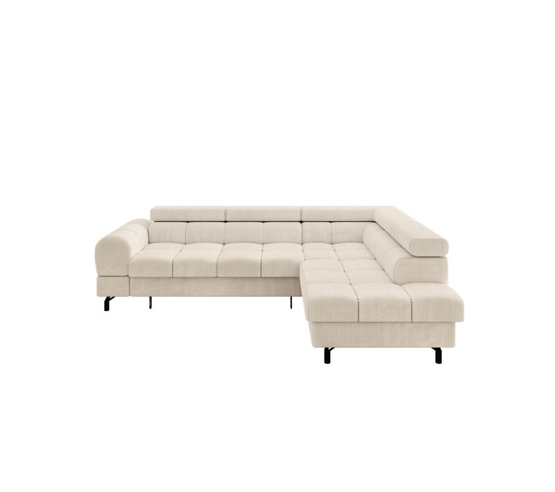 Canapé D'angle Droit Convertible Luma-l 272x203x70cm Beige Velours Côtelé