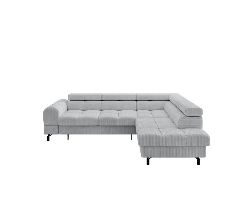 Canapé D'angle Droit Convertible Luma-l 272x203x70cm Gris Velours Côtelé