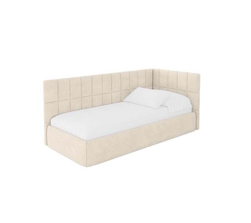 Lit Adolescent Gauche Avec Rangement Tuly 80x200cm Champagne En Velours