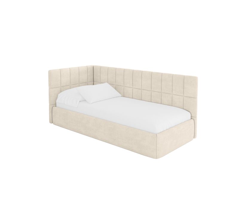 Lit Adolescent Droit Avec Rangement Tuly 80x200cm Champagne En Velours