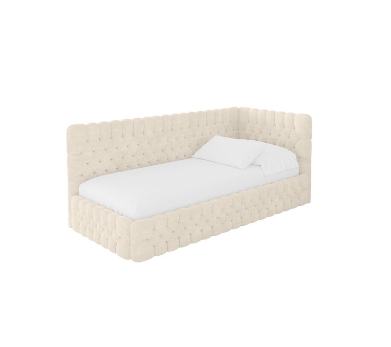 Lit Adolescent Gauche Avec Rangement Muly 100x200cm Champagne En Velours