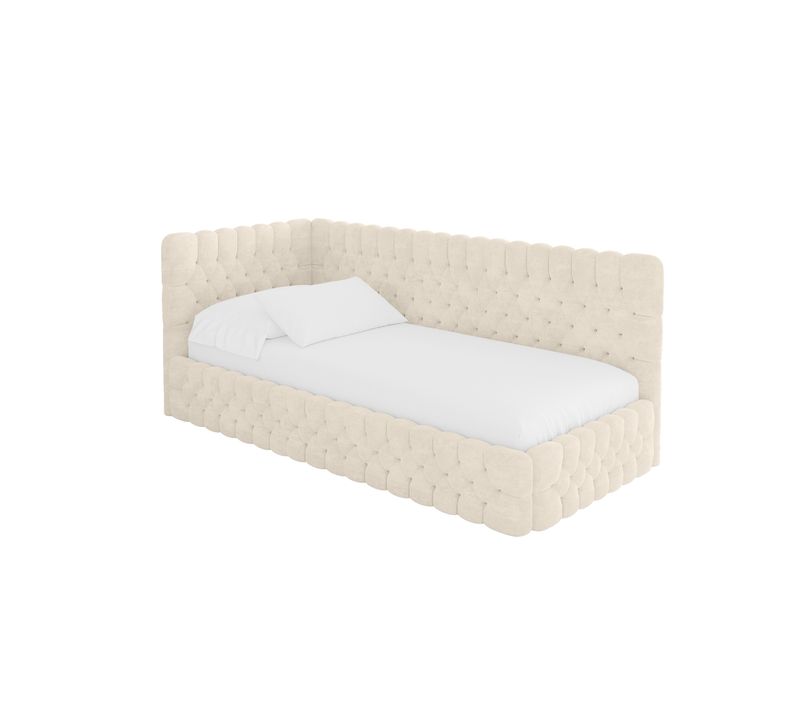 Lit Adolescent Droit Avec Rangement Muly 80x200cm Champagne En Velours