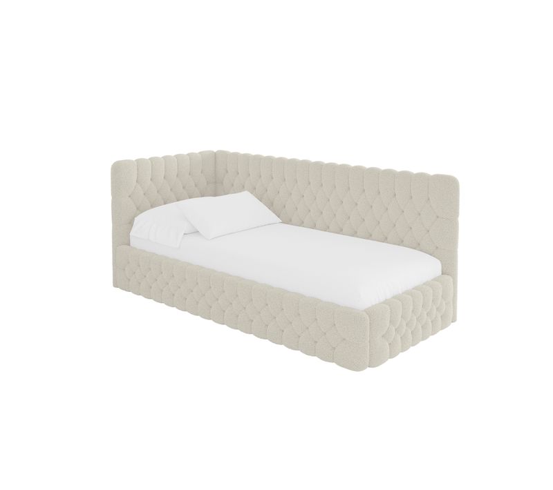 Lit Adolescent Droit Avec Rangement Muly 80x200cm Beige En Bouclé