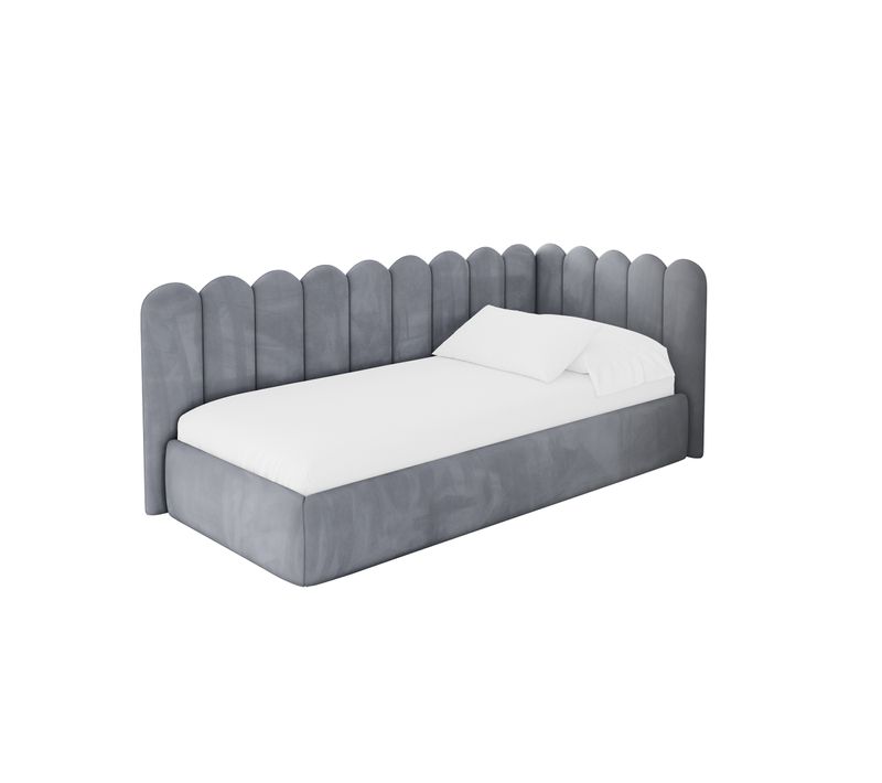 Lit Adolescent Gauche Avec Rangement Arty 80x200cm Gris En Velours