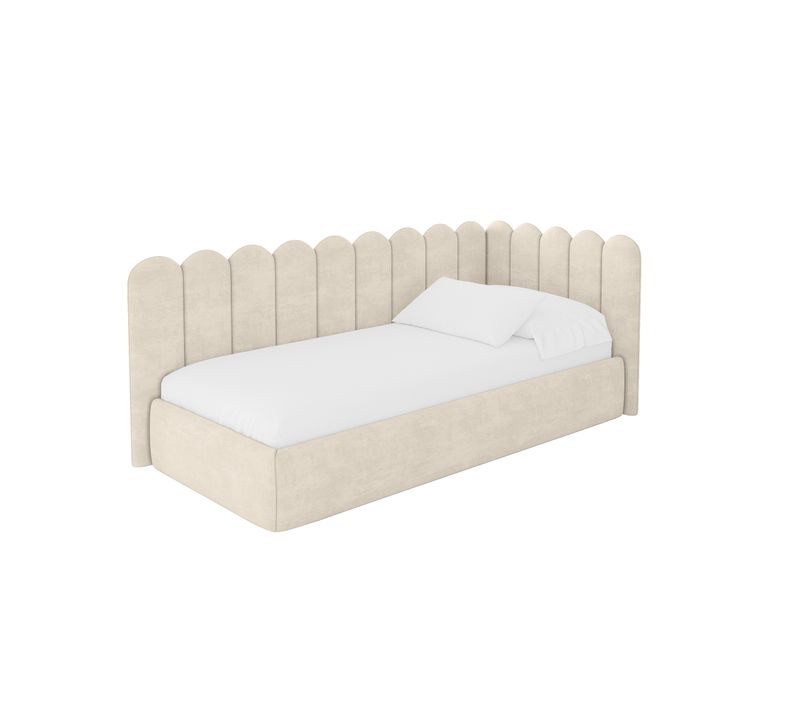 Lit Adolescent Gauche Avec Rangement Arty 80x200cm Champagne En Velours