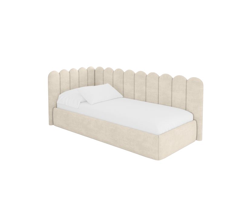 Lit Adolescent Droit Avec Rangement Arty 100x200cm Champagne En Velours