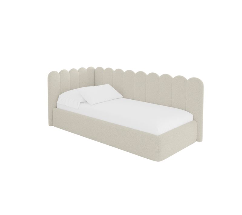 Lit Adolescent Droit Avec Rangement Arty 100x200cm Beige En Bouclé