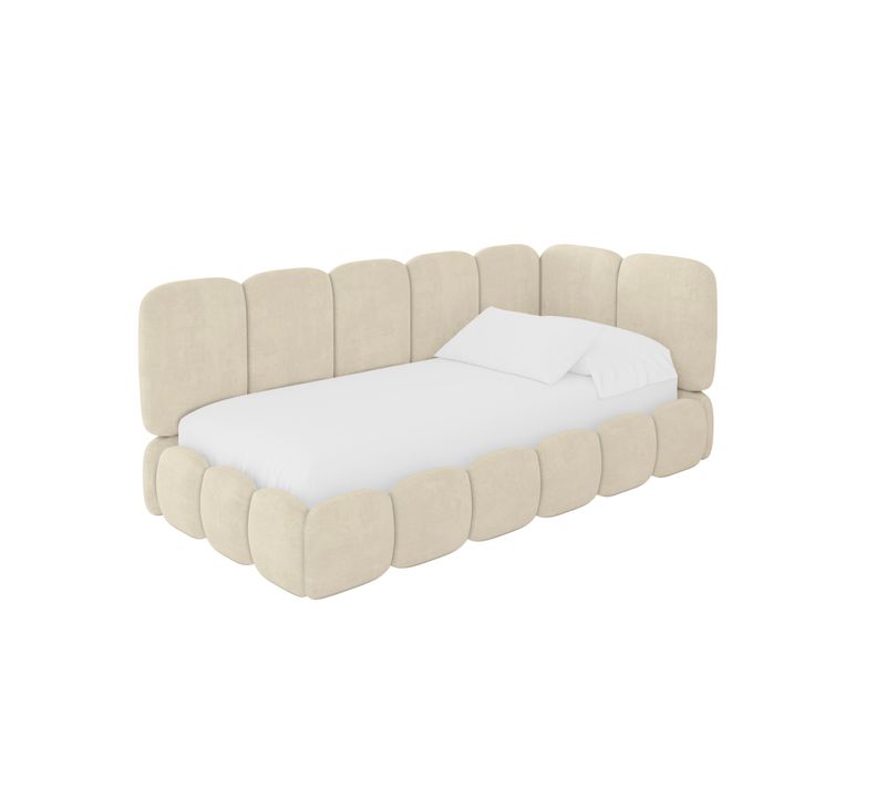 Lit Adolescent Gauche Avec Rangement Avry 90x200cm Champagne En Velours