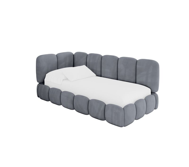 Lit Adolescent Droit Avec Rangement Avry 90x200cm Gris En Velours
