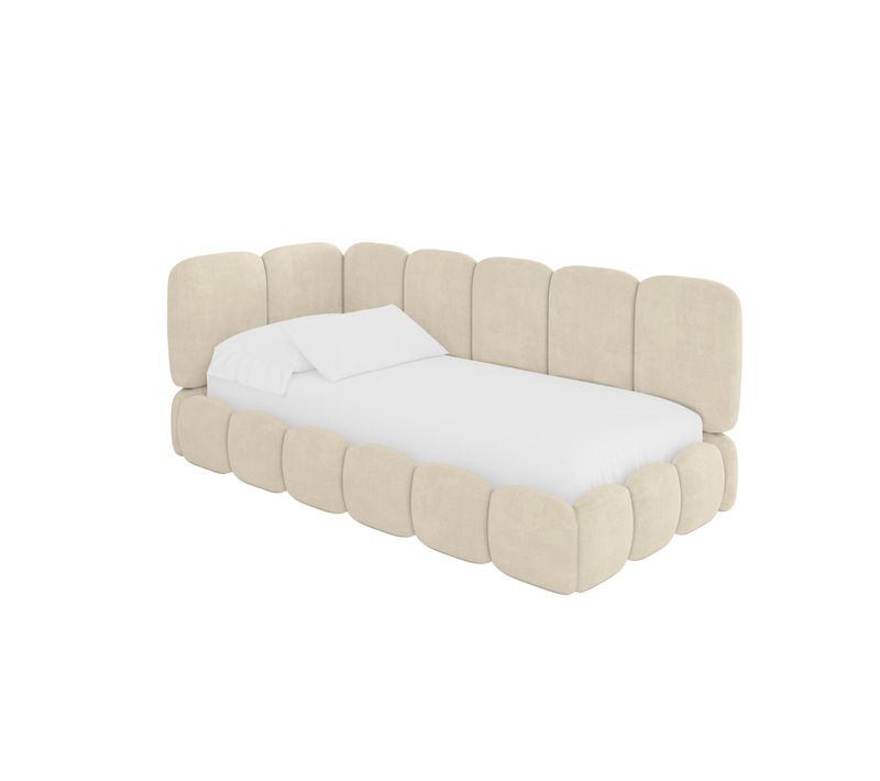 Lit Adolescent Droit Avec Rangement Avry 100x200cm Champagne En Velours