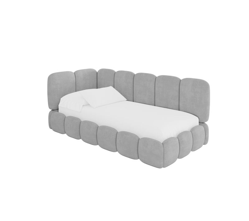 Lit Adolescent Droit Avec Rangement Avry 80x200cm Gris Cendré En Velours