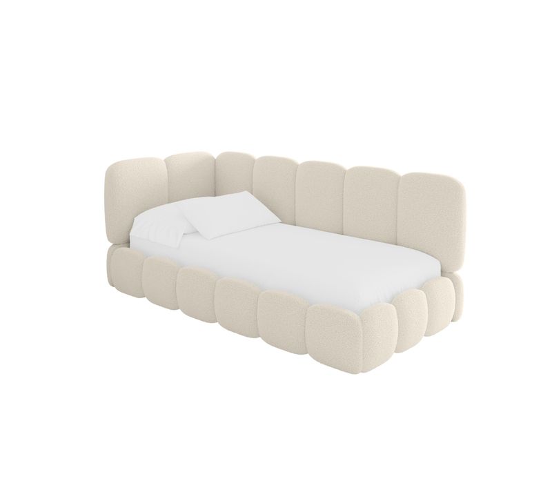 Lit Adolescent Droit Avec Rangement Avry 100x200cm Beige En Bouclé