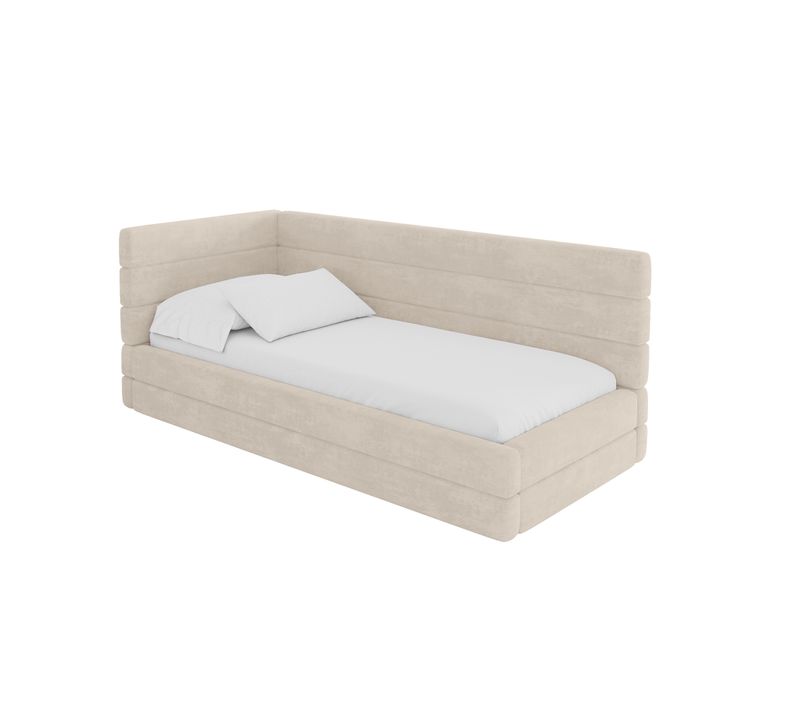 Lit Adolescent Droit Avec Rangement Bemy 90x200cm Champagne En Velours