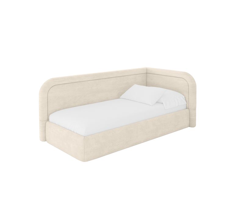 Lit Adolescent Gauche Avec Rangement Jovy 80x200cm Champagne En Velours