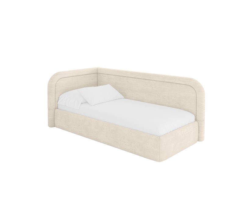 Lit Adolescent Droit Avec Rangement Jovy 90x200cm Champagne En Velours