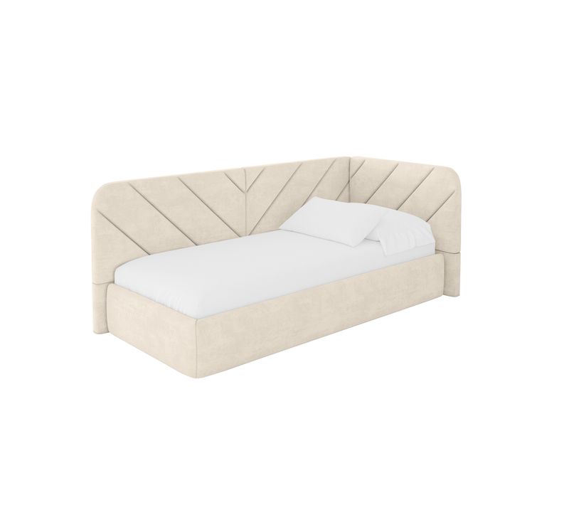 Lit Adolescent Gauche Avec Rangement Fiky 100x200cm Champagne En Velours