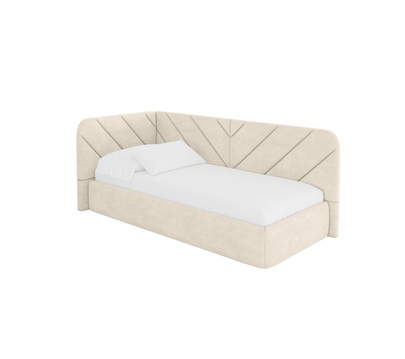 Lit Adolescent Droit Avec Rangement Fiky 80x200cm Champagne En Velours