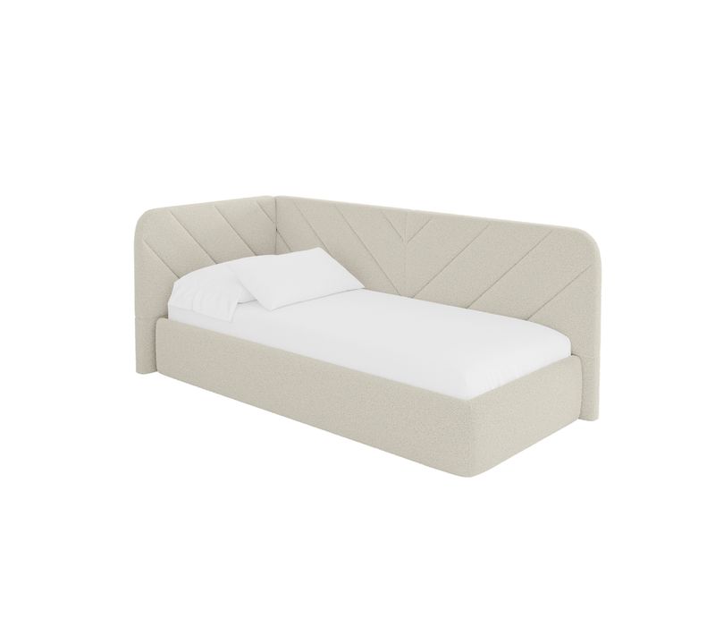 Lit Adolescent Droit Avec Rangement Fiky 100x200cm Beige En Bouclé