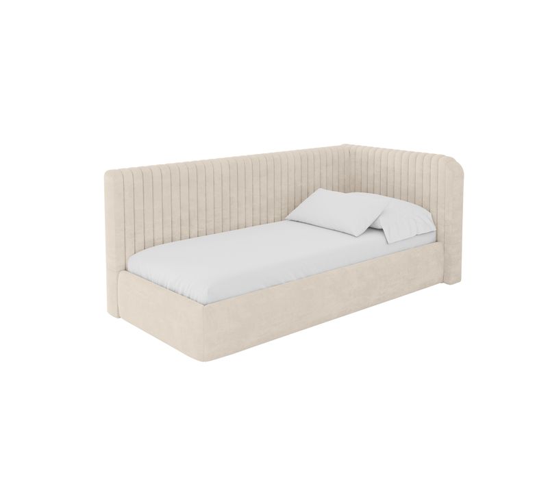 Lit Adolescent Gauche Avec Rangement Aury 90x200cm Champagne En Velours