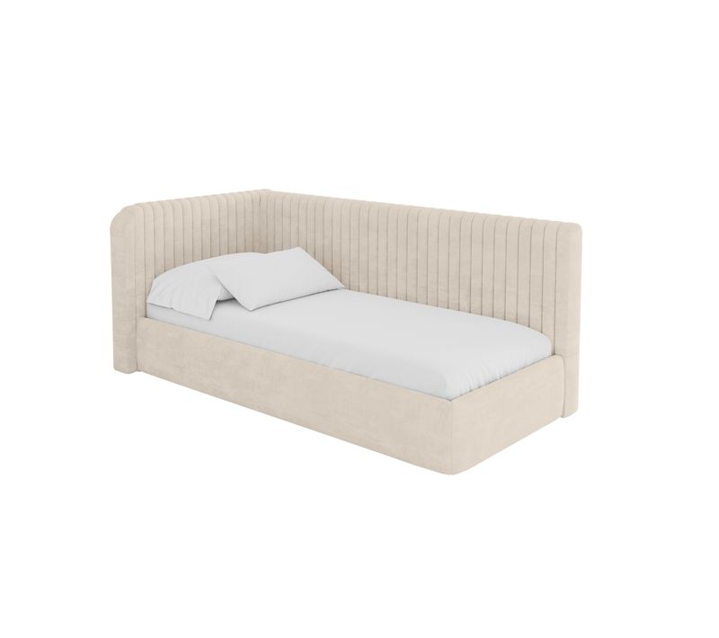 Lit Adolescent Droit Avec Rangement Aury 100x200cm Champagne En Velours