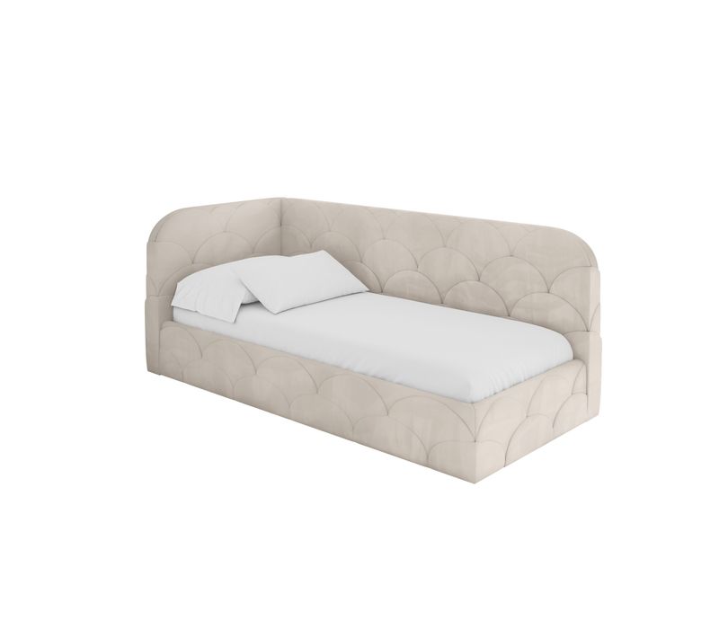 Lit Adolescent Droit Avec Rangement Elry 100x200cm Beige En Velours
