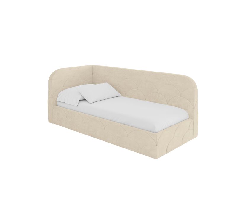 Lit Adolescent Droit Avec Rangement Elry 80x200cm Champagne En Velours