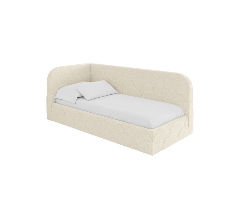 Lit Adolescent Droit Avec Rangement Elry 100x200cm Beige En Bouclé