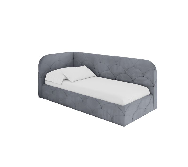 Lit Adolescent Droit Avec Matelas Et Rangement Elry 100x200cm Gris En Velours