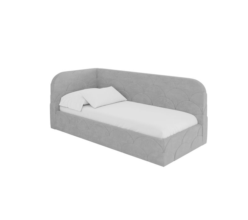 Lit Adolescent Droit Avec Matelas Et Rangement Elry 80x200cm Gris Cendré En Velours