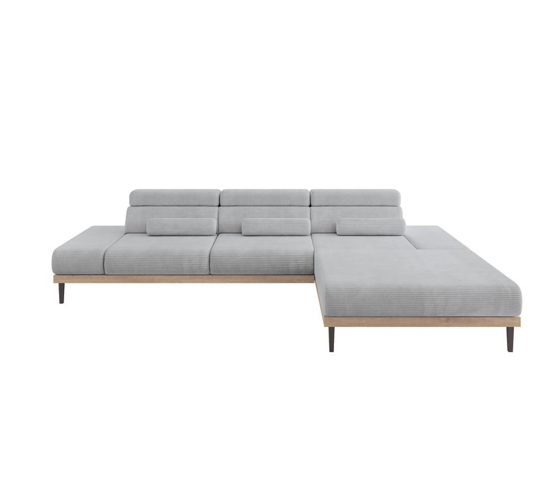 Canapé D'angle électrique Droit Mona 316x205x85cm Gris Velours Côtelé