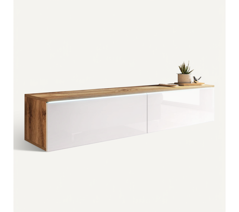 Meuble TV Donna 140 Couleur Chêne Wotan/blanc Brillant
