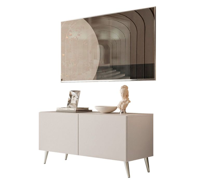 Meuble TV Colgante Cachemire 100 Cm Sur Pieds Chrome Argenté