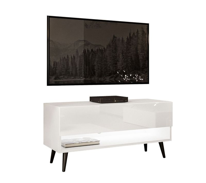 Meuble TV Bas Calante 90 Cm Sur Pieds Noirs Inclinés