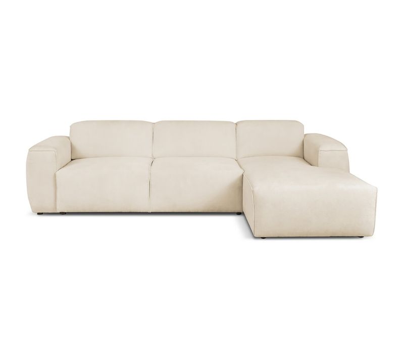 Canapé D’angle Luxor L Droit Convertible Avec Coffre – Salon Moderne, Lit D’appoint, Tissu Beige