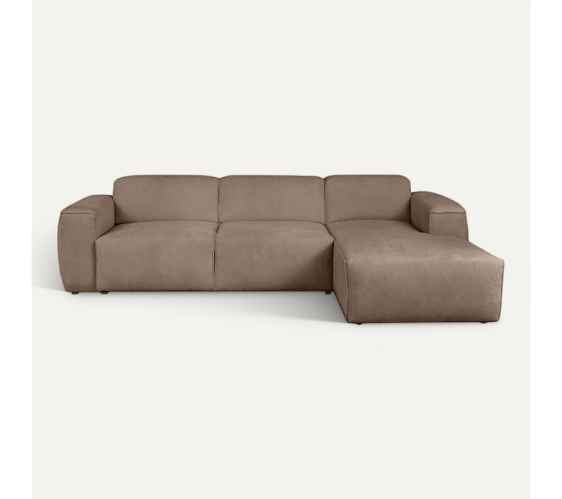 Canapé D’angle Luxor L Droit Convertible Avec Coffre – Salon Moderne, Lit D’appoint, Tissu Brun