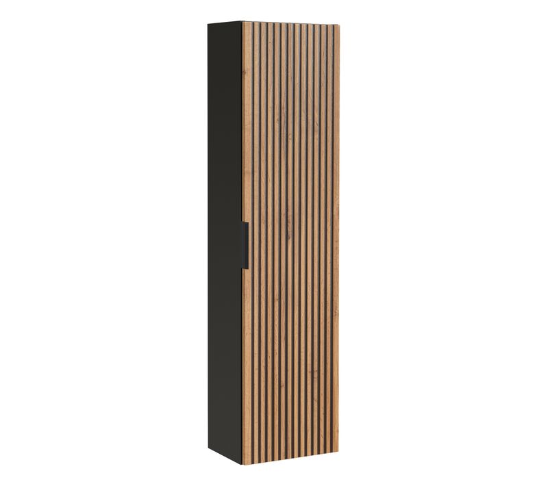 Meuble Colonne De Salle De Bain  à Suspendre Xilo Noir Chêne 35/140 Cm