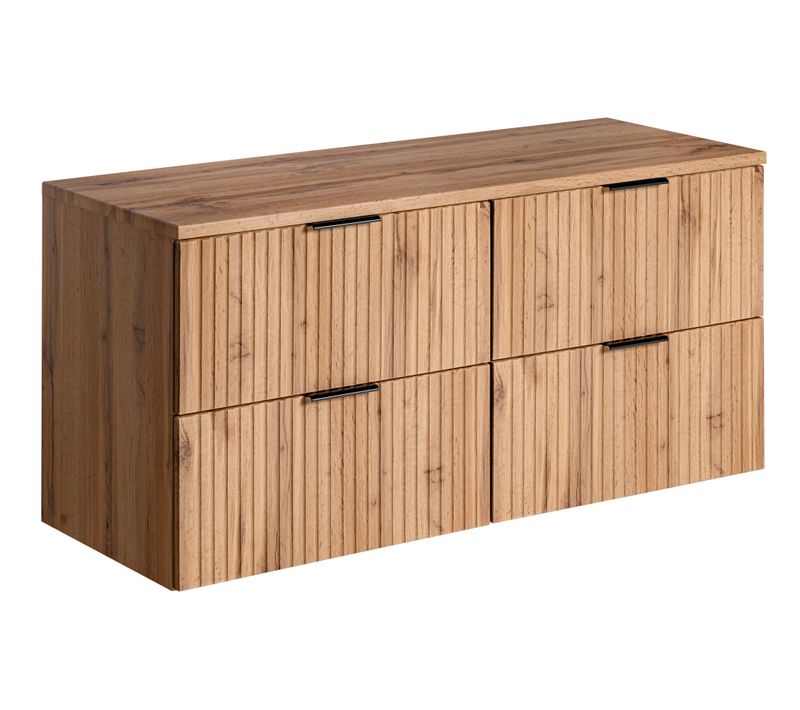 Meuble De Salle De Bain Suspendu Sous Double Vasque Avec Plan Adel Chêne 120 Cm