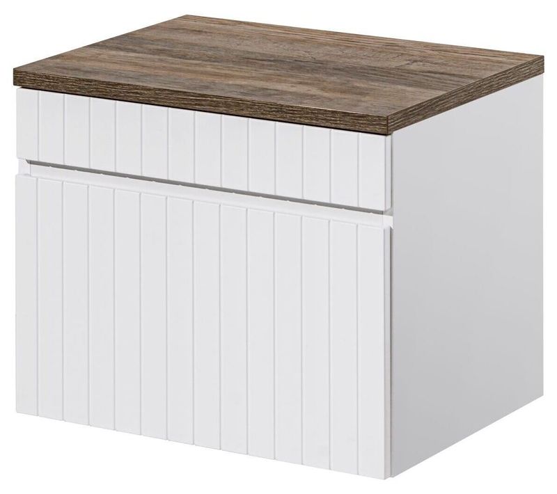 Meuble De Salle De Bain à Suspendre Iconic Blanc Avec Le Plan Chêne Santa Fe 60 Cm
