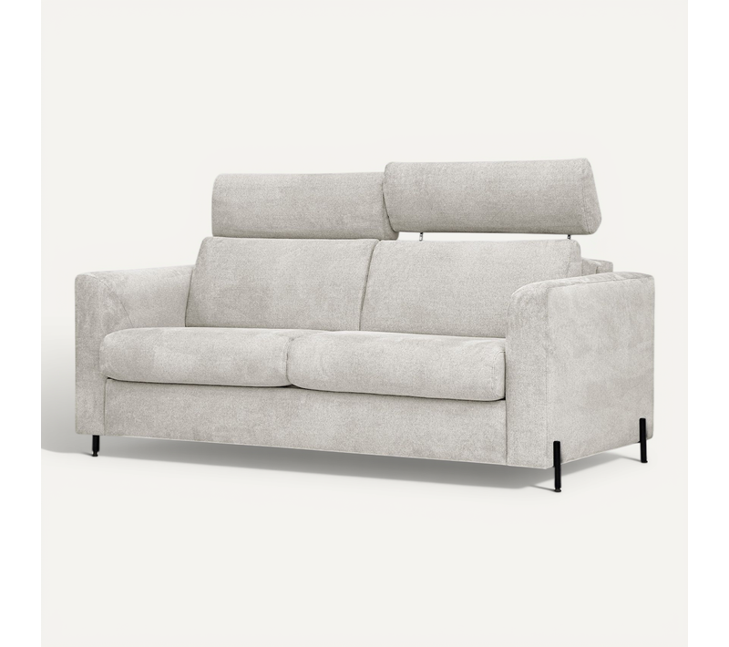 Canapé Droit Convertible 3 Places Tissu Beige - Mezo