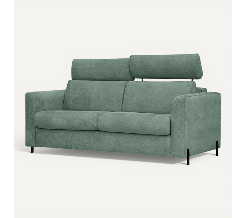 Canapé Droit Convertible 3 Places Tissu Vert - Mezo