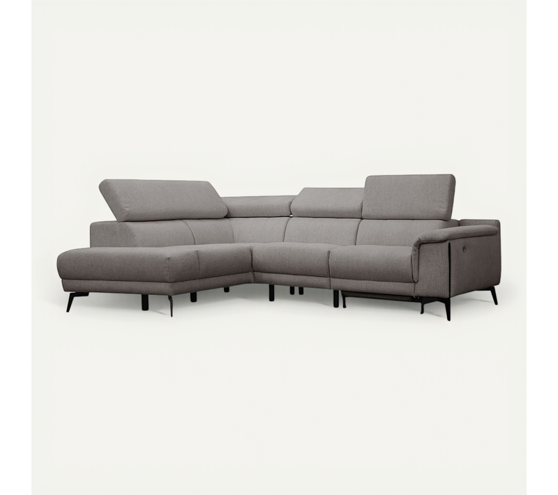 Canapé D'angle Gauche 4 Places Avec Un Relax électrique Tissu Taupe - Matera