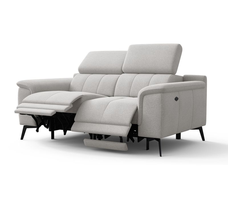 Canapé Droit Avec 2 Relax Électriques Tissu Gris Clair - Fiero