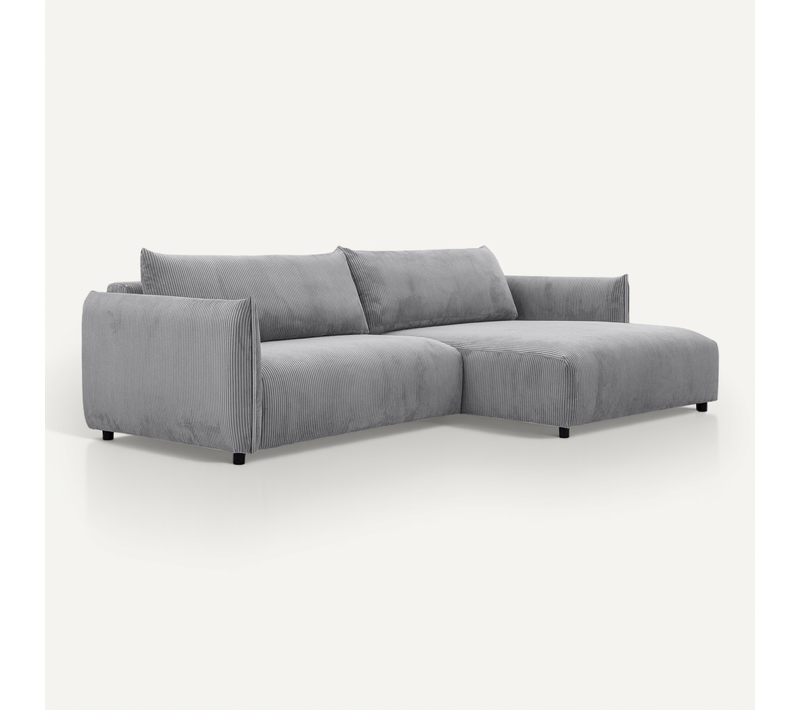 Canapé D'angle Droit 5 Places Tissu Gris Clair - Tauer