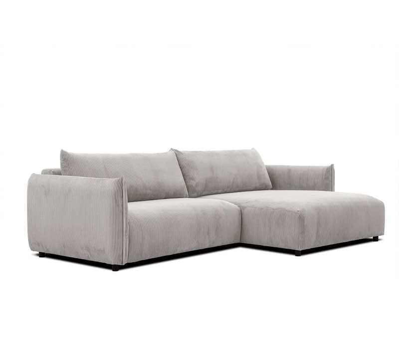 Canapé D'angle Droit 5 Places Tissu Blanc Perle - Tauer